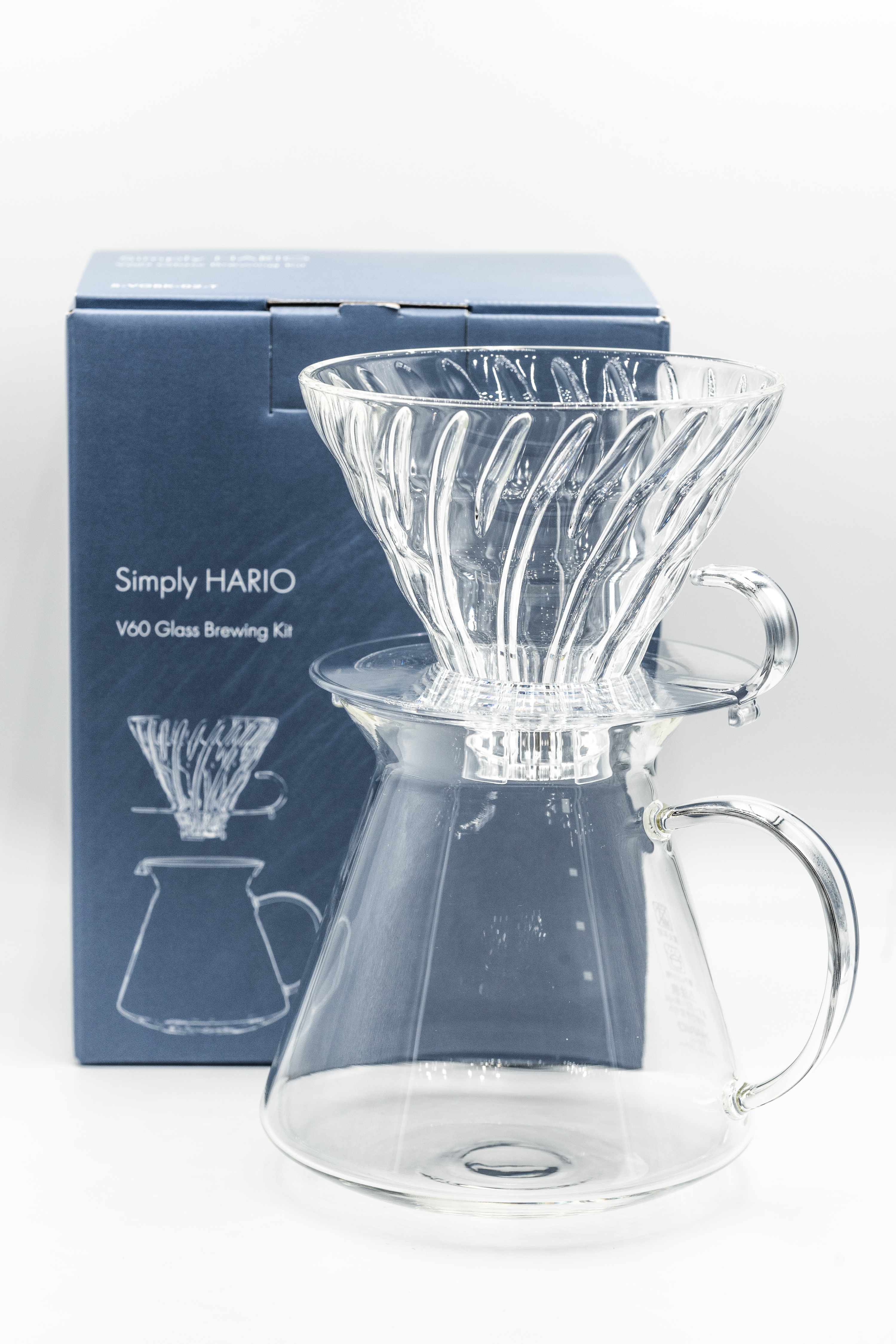 Hario Coffee Dripper V60 Glas Brewing Kit - Set mit Kanne und Filterhalter